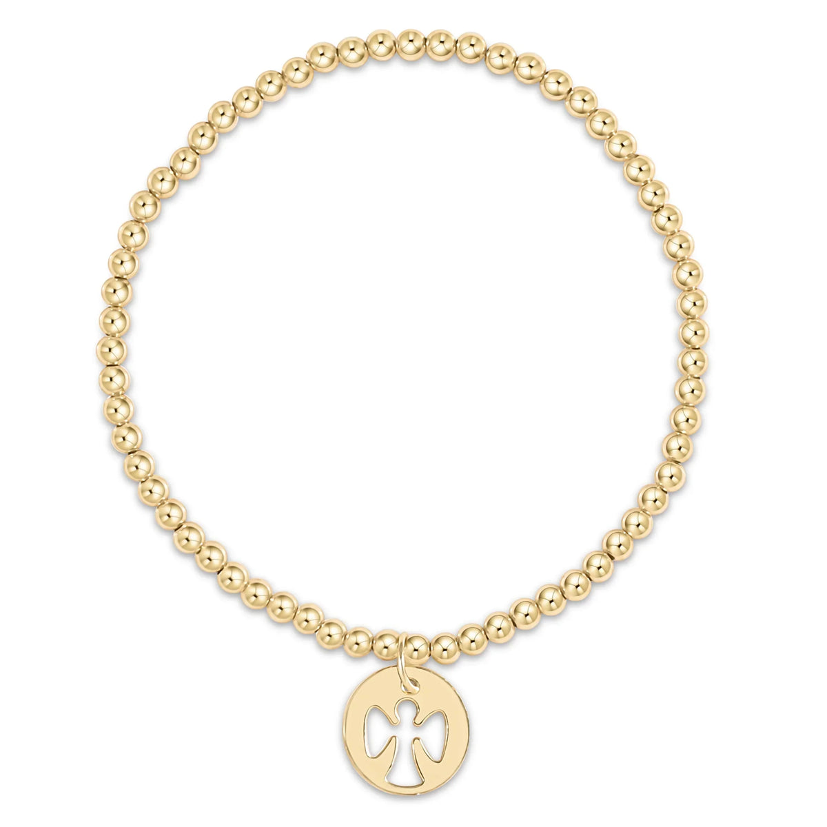 egirl Classic Gold 3mm Bead Bracelet - Guardian Angel Gold Disc