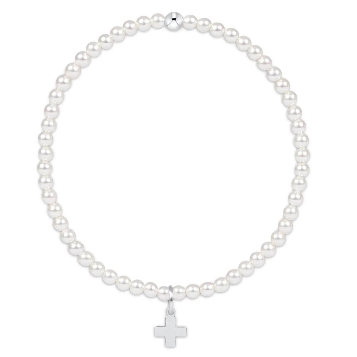 Classic Pearl 3mm Bracelet - Signature Cross Sterling Charm