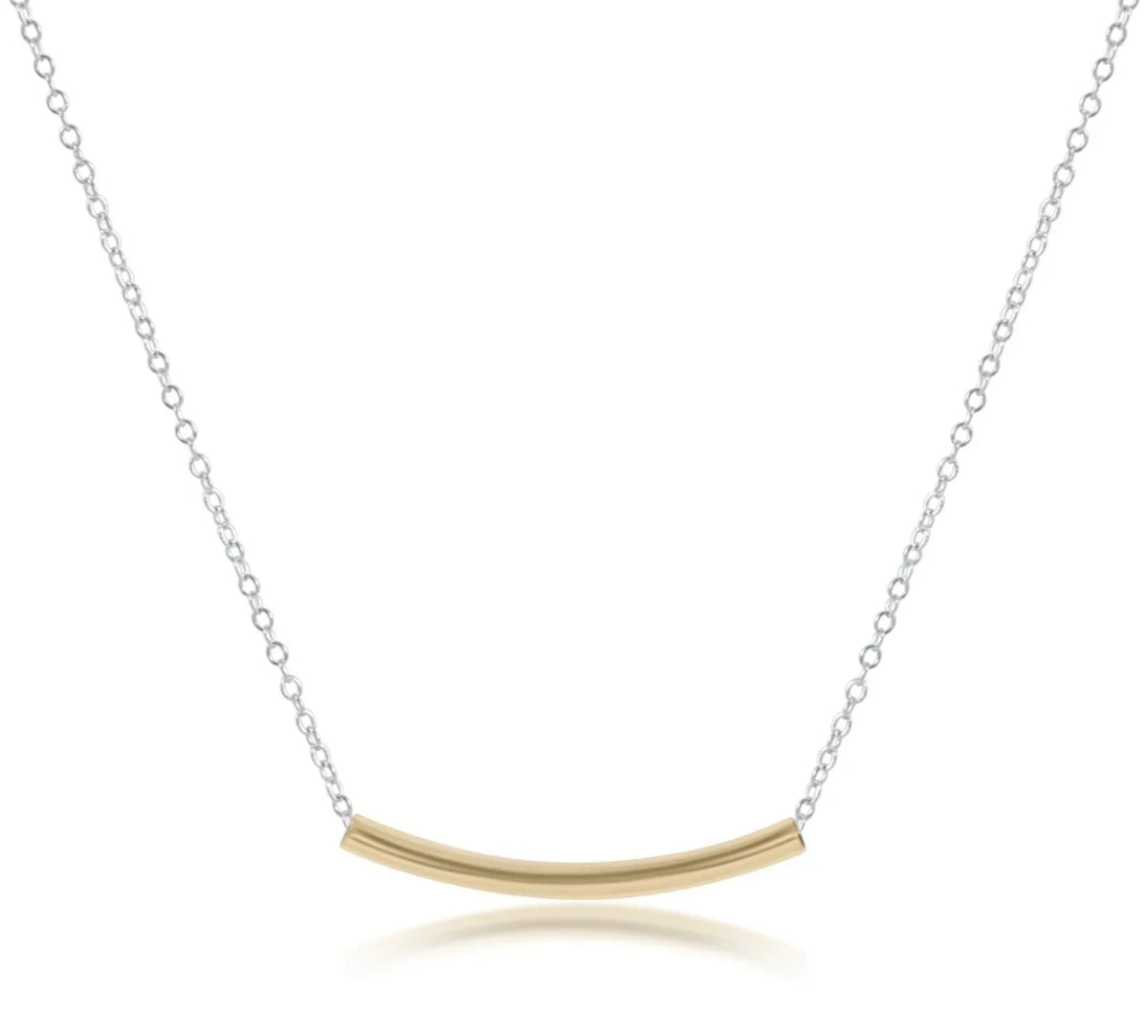 16" Necklace Sterling Mixed Metal - Bliss Bar Small Gold
