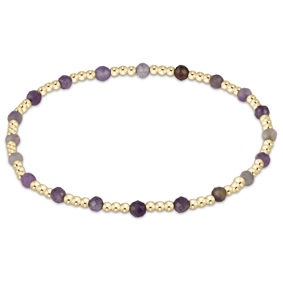egirl Gemstone Gold Sincerity Pattern 3mm Bead Bracelet - Amethyst