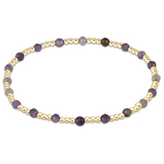 egirl Gemstone Gold Sincerity Pattern 3mm Bead Bracelet - Amethyst
