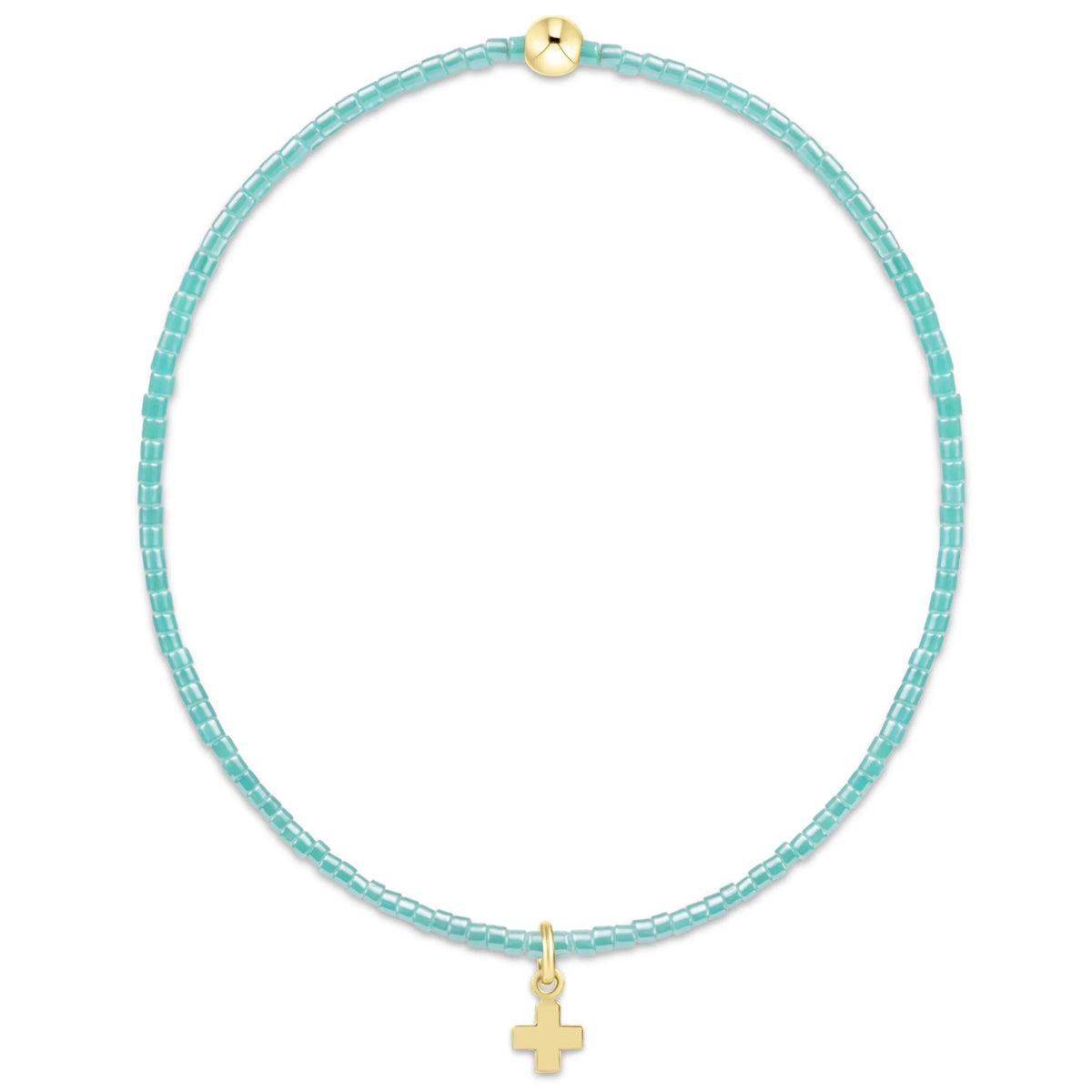 Hope Classic Sea Glass Bracelet - Signature Cross Small Gold Charm