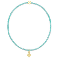 Hope Classic Sea Glass Bracelet - Signature Cross Small Gold Charm