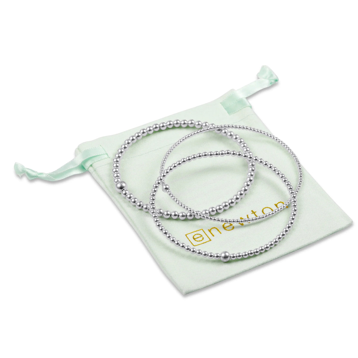 classic beaded bangle stack - sterling