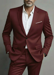 Men’s Two-Piece Slim Fit Suit – Tailored Formal Set for Business & Evening Wear