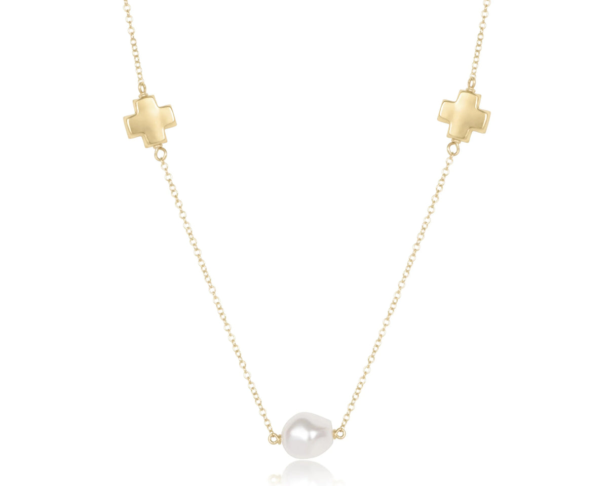 Choker Signature Cross Admire Simplicity Chain Gold - Pearl