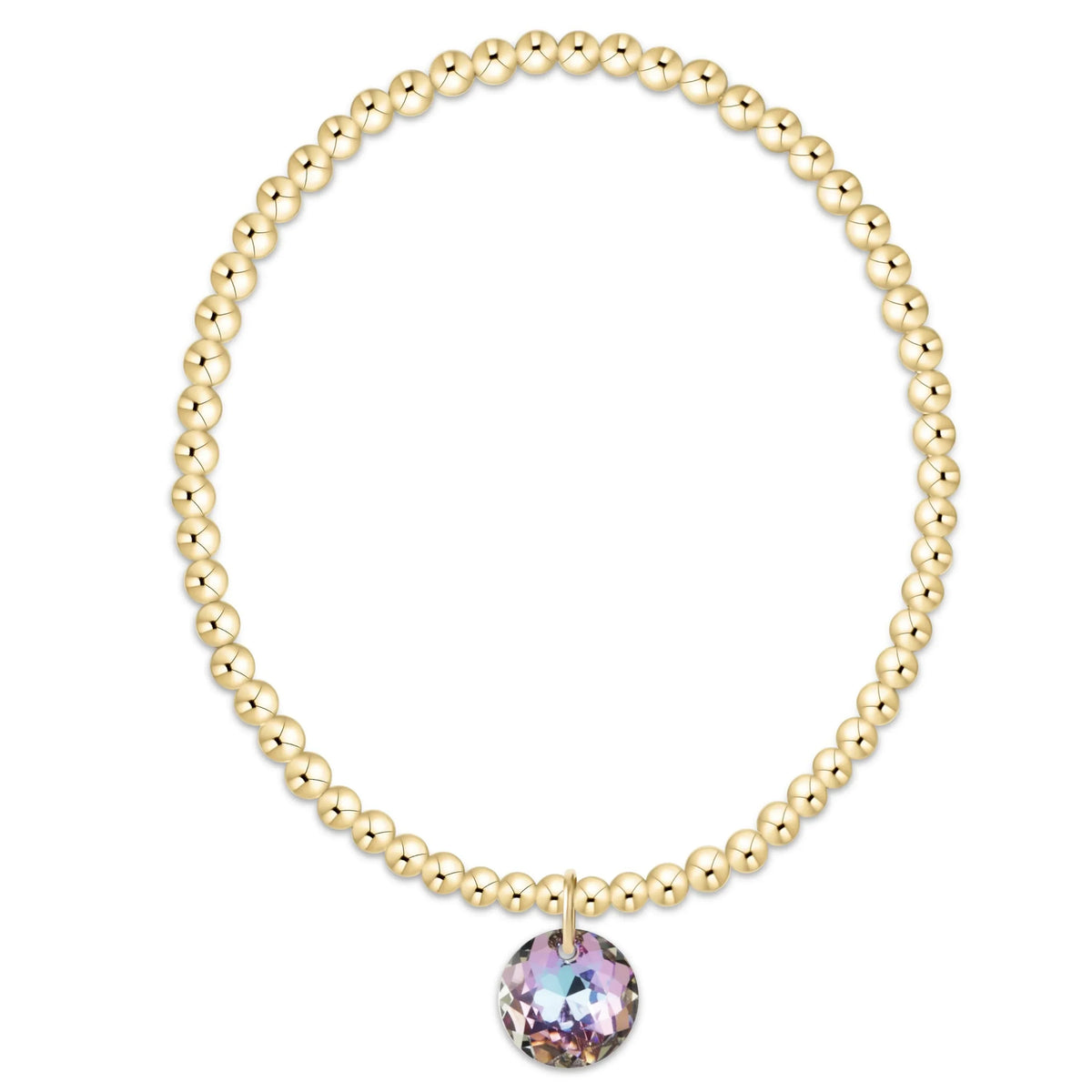 Classic Gold 3mm Bracelet - Reflection Charm - 06