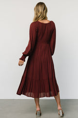 Lainey Smocked Dotted Midi Dress | Mulberry