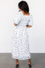 Luca Dress | White + Blue Floral
