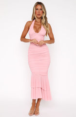 Electric Love Halter Midi Dress Baby Pink