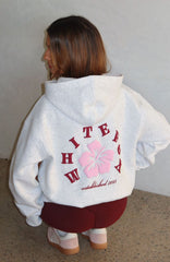 Keep Blooming Oversized Hoodie Grey Marle